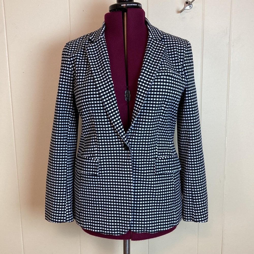 Banana Republic Checkered Long & Lean Blazer Classic Suit Jacket Career Party